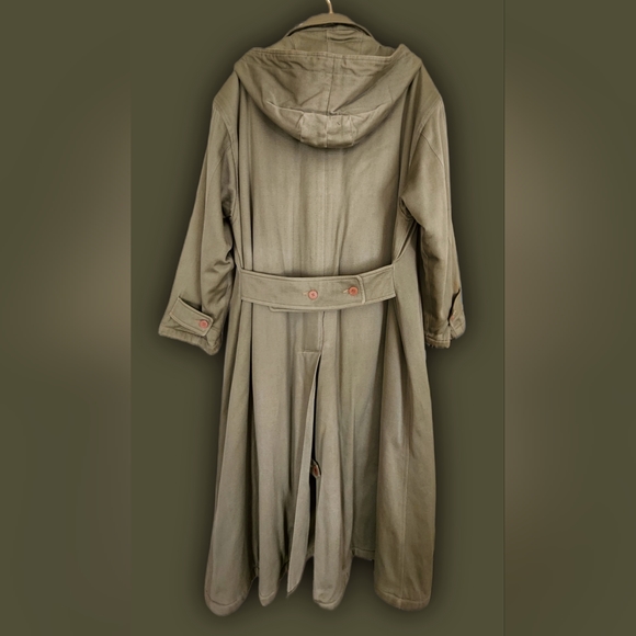 90s vintage Giorgio Armani double-breasted trench coat. Cotton/wool. Green - Picture 4 of 9